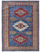 4x6 Blue Shirvan Afghan Hand Knotted Geometric Wool Area Rug
